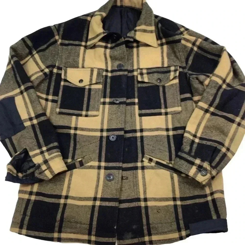 Vintage 60s plaid wool button front jacket